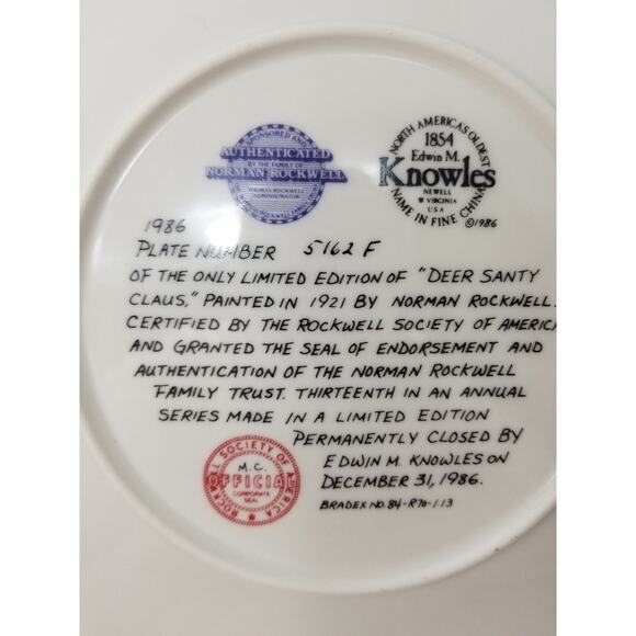 Norman Rockwell Deer Story Clause Collection Christmas Knowles Plate 1986 - Picture 4 of 10